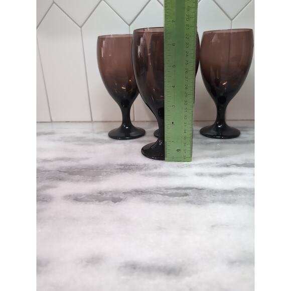 Libbey‎ Purple Goblets, Premier Teardrop , Amethyst Glasses, Vintage Set of 4 - Picture 8 of 9